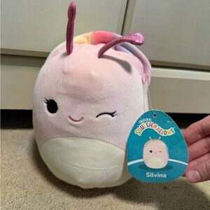 Squishmallow 8" Silvina the Pink Tie Dye Snail winking NEW Plush Kellytoy